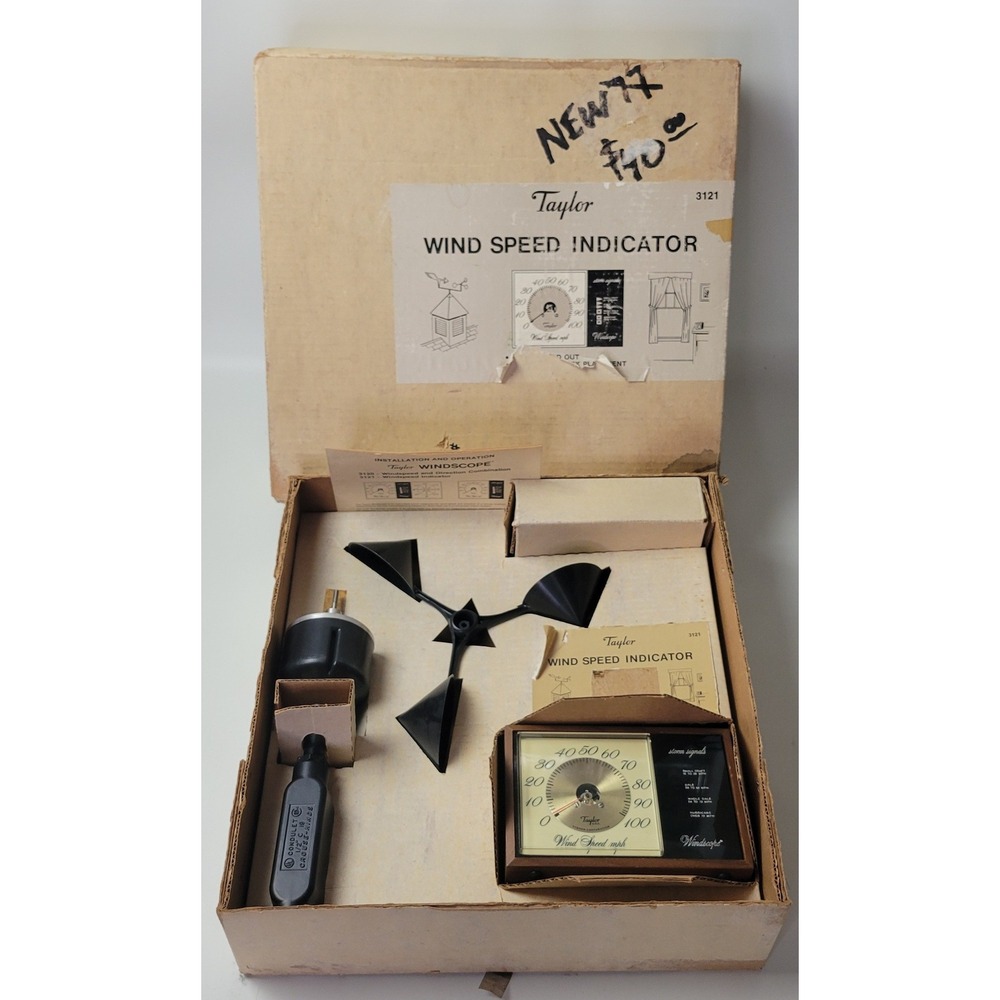 Taylor Windscope 3121 Wind Speed Indicator Anemometer Vintage Walnut Console USA